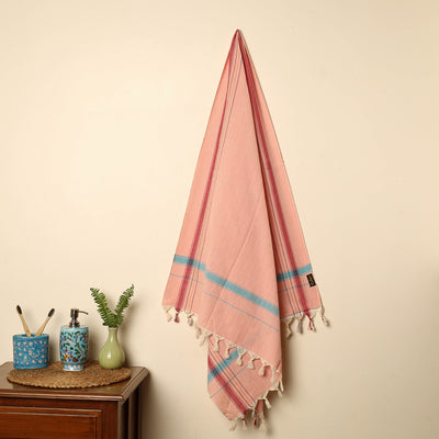 Peach - Handloom Fine Cotton Plain Bath Towel 40