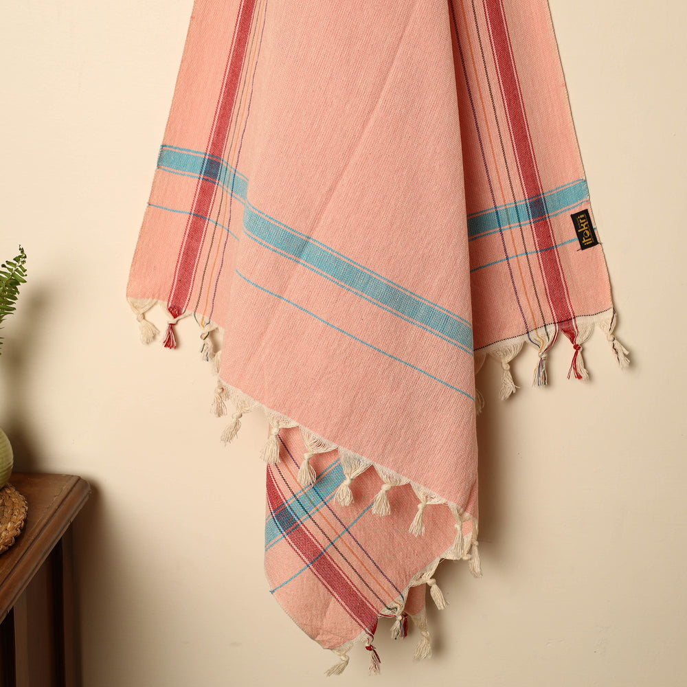 Peach - Handloom Fine Cotton Plain Bath Towel 40