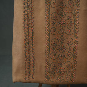 Kashmiri Sozni Hand Embroidered Pure Merino Wool Unstitched Dress Material: Kurta, Bottom with Dupatta 03