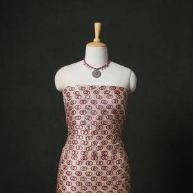 Pure Handloom Tussar Silk Hand Block Print Unstitched Dress Material: Kurta with Dupatta 08