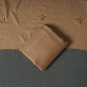 Kashmiri Sozni Hand Embroidered Pure Merino Wool Unstitched Dress Material: Kurta, Bottom with Dupatta 03