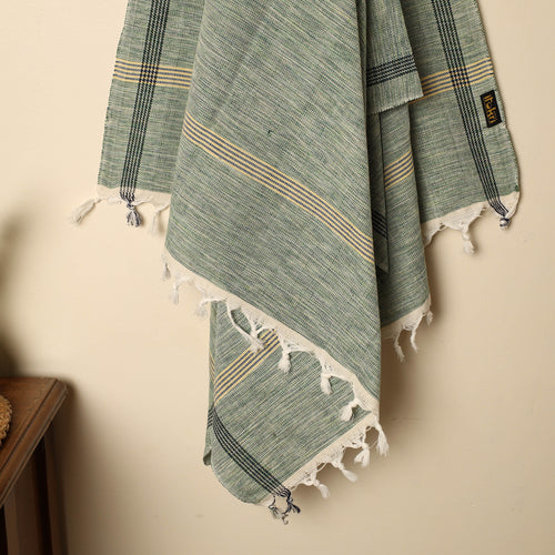 Green - Handloom Fine Cotton Plain Bath Towel 43