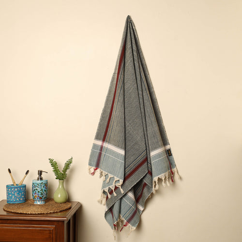 Grey - Handloom Fine Cotton Plain Bath Towel 44