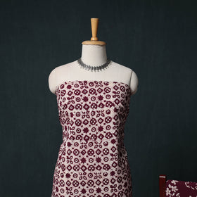 Kutch Hand Block Batik Print Cotton 3pc Unstitched Dress Material Suit Set 56
