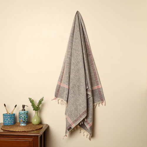 Grey - Handloom Fine Cotton Plain Bath Towel 46