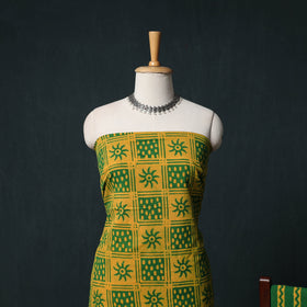Kutch Hand Block Batik Print Cotton 3pc Unstitched Dress Material Suit Set 57