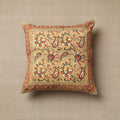 Yellow Original Pedana Block Print Cotton Kalamkari Cushion Cover