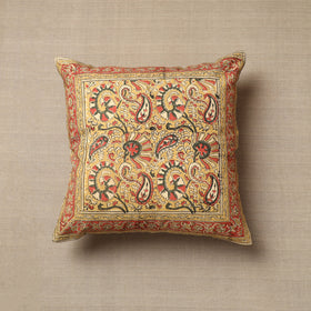 Yellow Original Pedana Block Print Cotton Kalamkari Cushion Cover