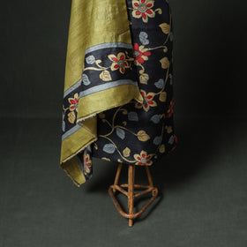 Pure Handloom Tussar Silk Kalamkari Handpainted Unstitched Dress Material: Kurta with Dupatta 10