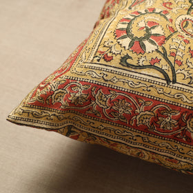 Yellow Original Pedana Block Print Cotton Kalamkari Cushion Cover