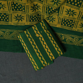 Kutch Hand Block Batik Print Cotton 3pc Unstitched Dress Material Suit Set 57