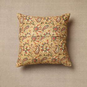 Yellow Original Pedana Block Print Cotton Kalamkari Cushion Cover