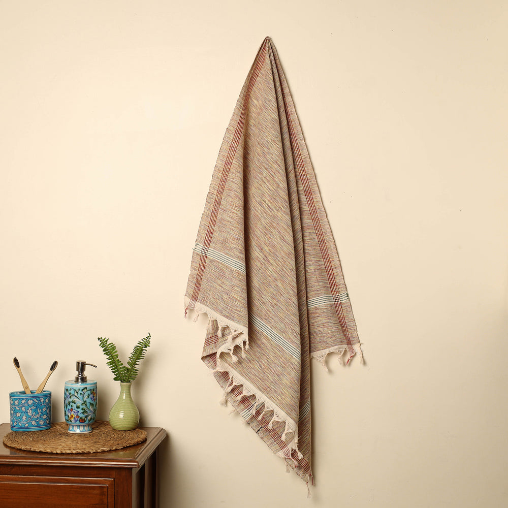 Brown - Handloom Fine Cotton Plain Bath Towel 49