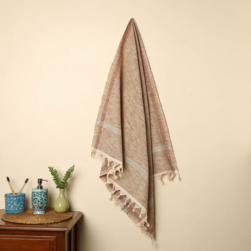 Brown - Handloom Fine Cotton Plain Bath Towel 49