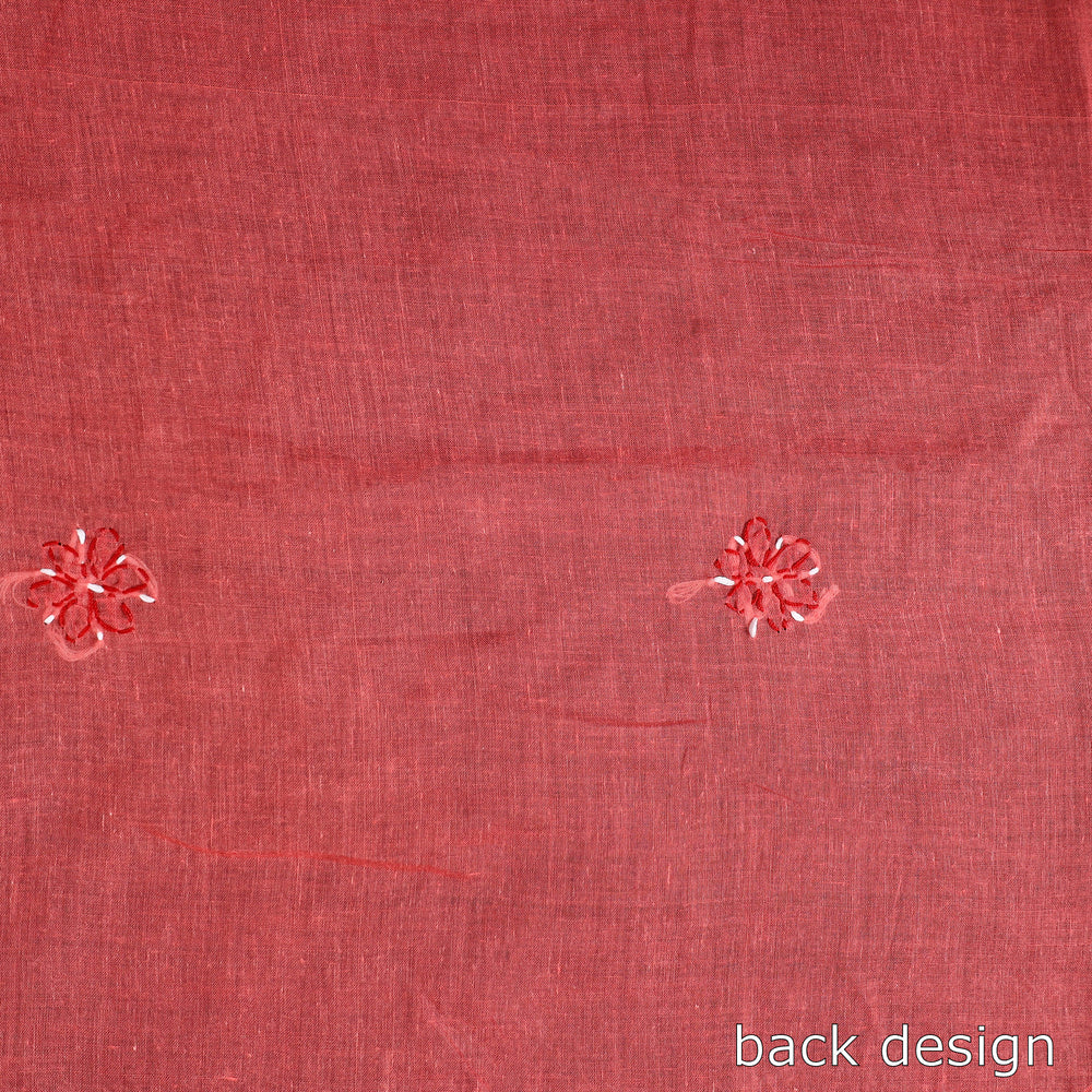 Red - 3pc Hand Embroidery Cotton Chikankari Dress Material 26