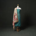 Pure Handloom Tussar Silk Hand Batik Print Unstitched Dress Material: Kurta with Dupatta 07
