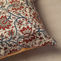 Beige - Kalamkari Block Printed Cotton Cushion Cover (16 x 16 in) 02