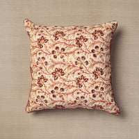 Beige - Kalamkari Block Printed Cotton Cushion Cover (16 x 16 in) 03