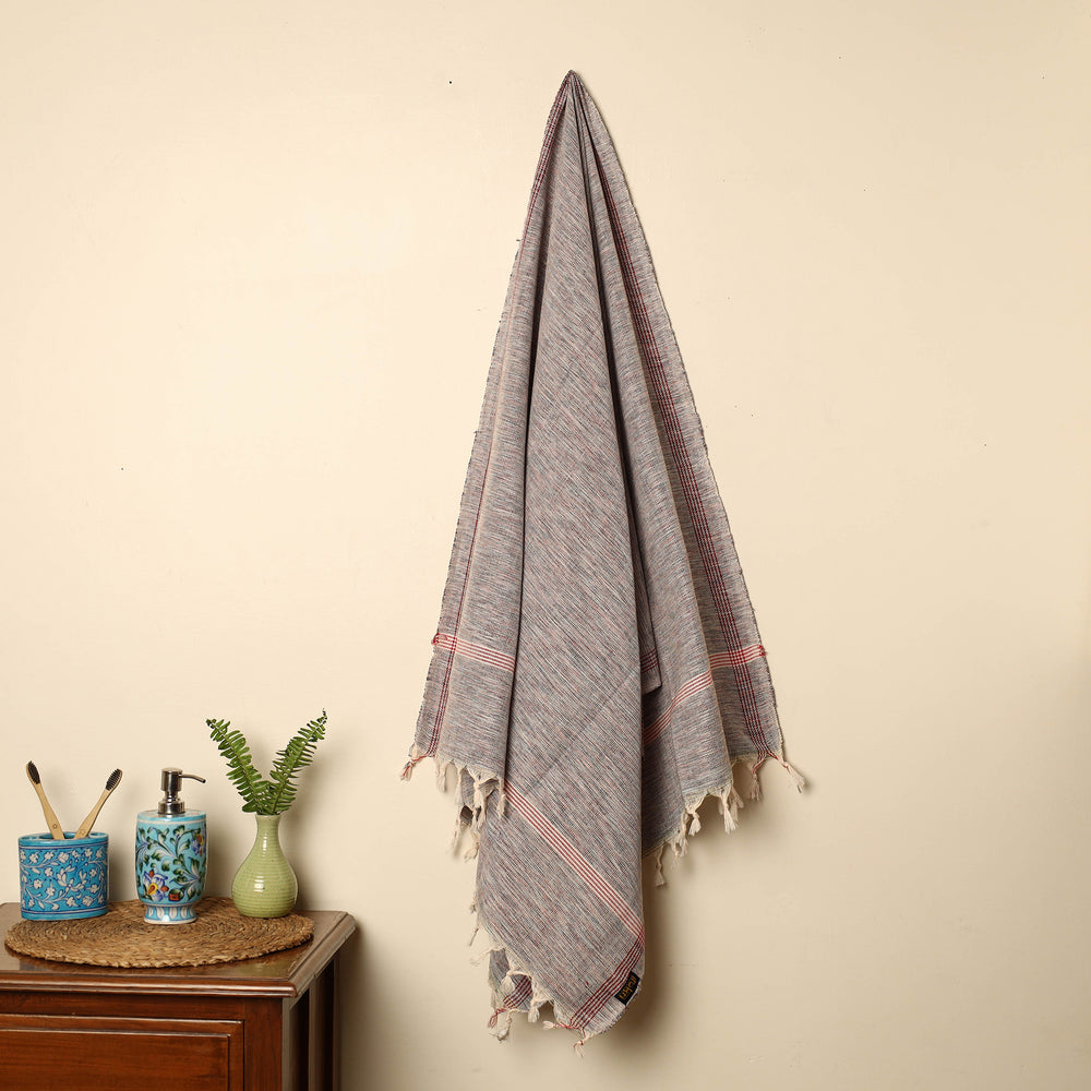 Grey - Handloom Fine Cotton Plain Bath Towel 53