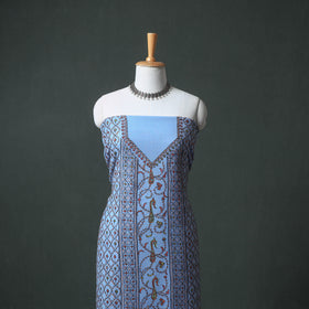 Kashmiri Sozni Hand Embroidered Pure Merino Wool Unstitched Dress Material: Kurta, Bottom with Dupatta 06