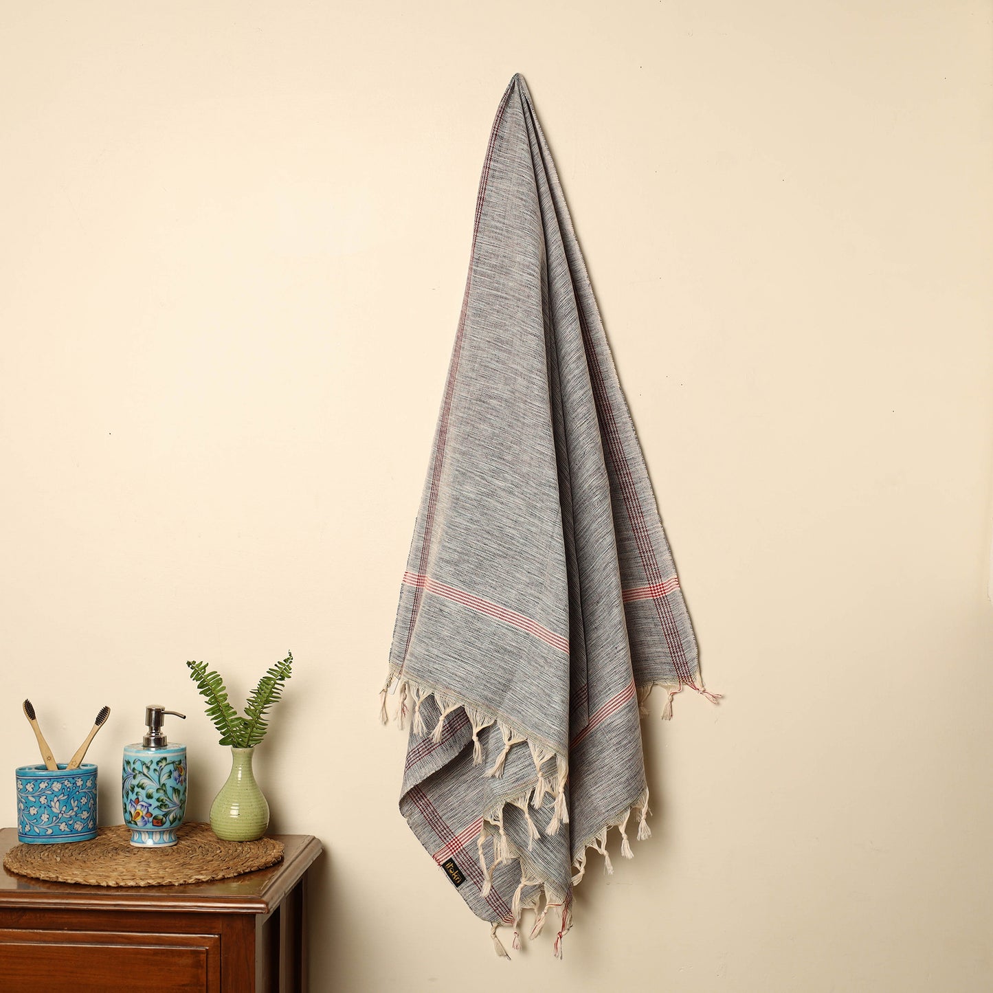 Grey - Handloom Fine Cotton Plain Bath Towel 54