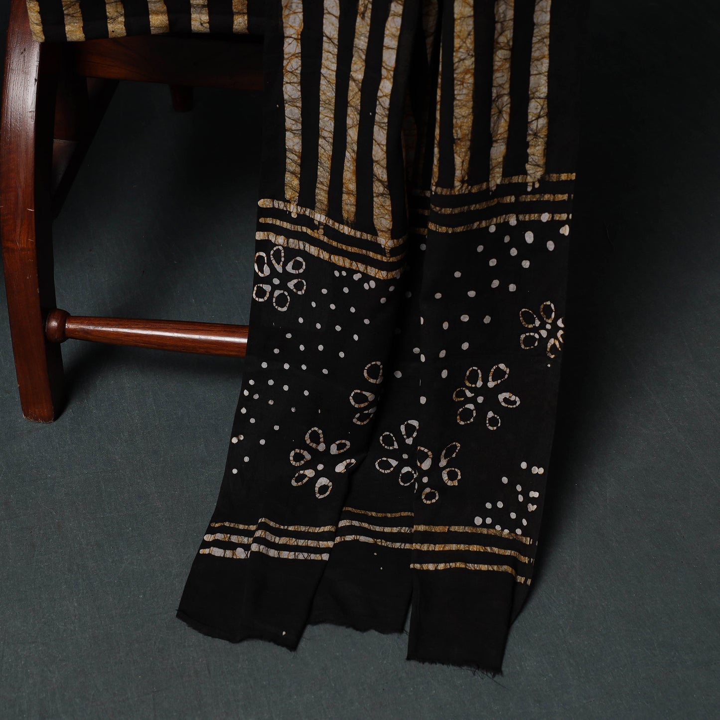 Kutch Hand Block Batik Print Cotton 3pc Unstitched Dress Material Suit Set 60