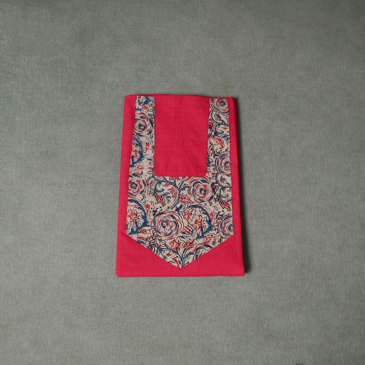 Patchwork mangalagiri handloom cotton unstitched kurta