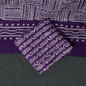 Kutch Hand Block Batik Print Cotton 3pc Unstitched Dress Material Suit Set 61