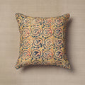 Yellow - Block Print Cotton Kalamkari Cushion Cover (16 x 16 in) 05