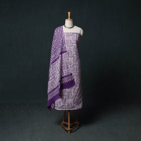 Kutch Hand Block Batik Print Cotton 3pc Unstitched Dress Material Suit Set 61