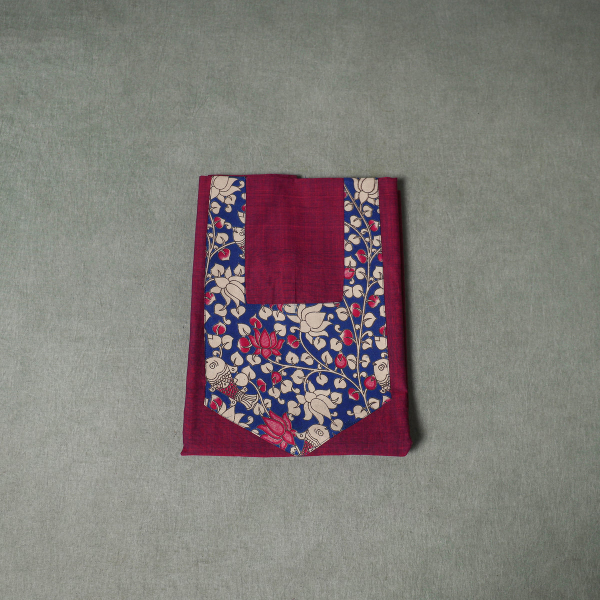 Patchwork Mangalagiri Handloom Cotton Unstitched Kurta Material (2.5m) 64