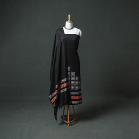 Kashmiri Aari & Sozni Hand Embroidered Cutwork Pure Merino Wool Unstitched Dress Material: Kurta, Bottom with Dupatta 08