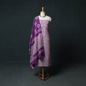 Kutch Hand Block Batik Print Cotton 3pc Unstitched Dress Material Suit Set 62