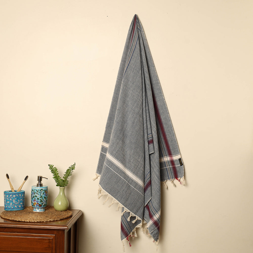 Grey - Handloom Fine Cotton Plain Bath Towel 59