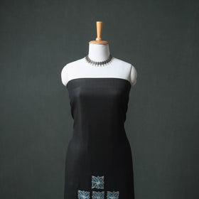 Kashmiri Aari & Sozni Hand Embroidered Cutwork Pure Merino Wool Unstitched Dress Material: Kurta, Bottom with Dupatta 08