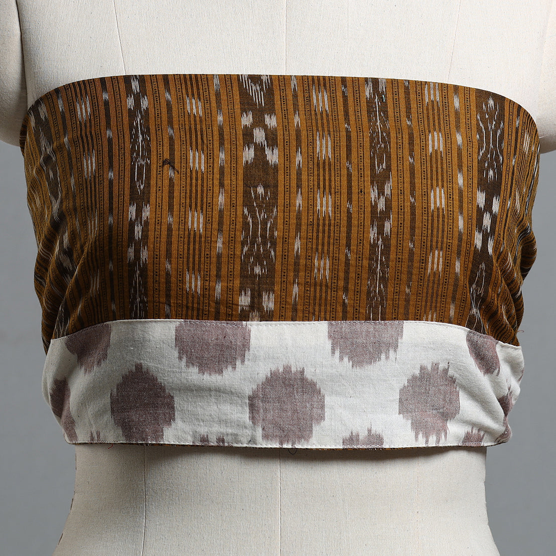 Brown - Ikat Cotton Blouse Piece 82