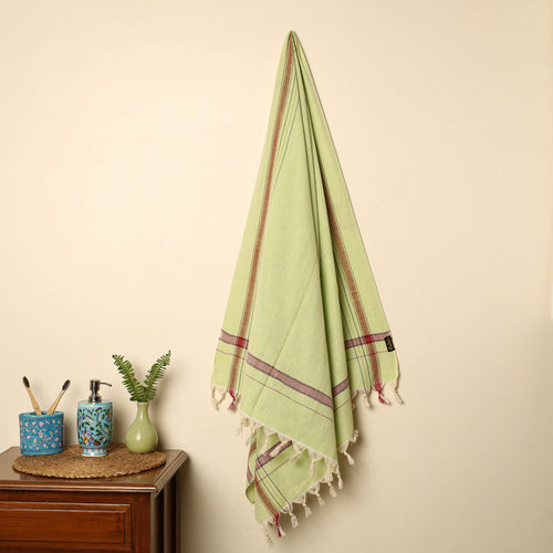 Green - Handloom Fine Cotton Plain Bath Towel 60