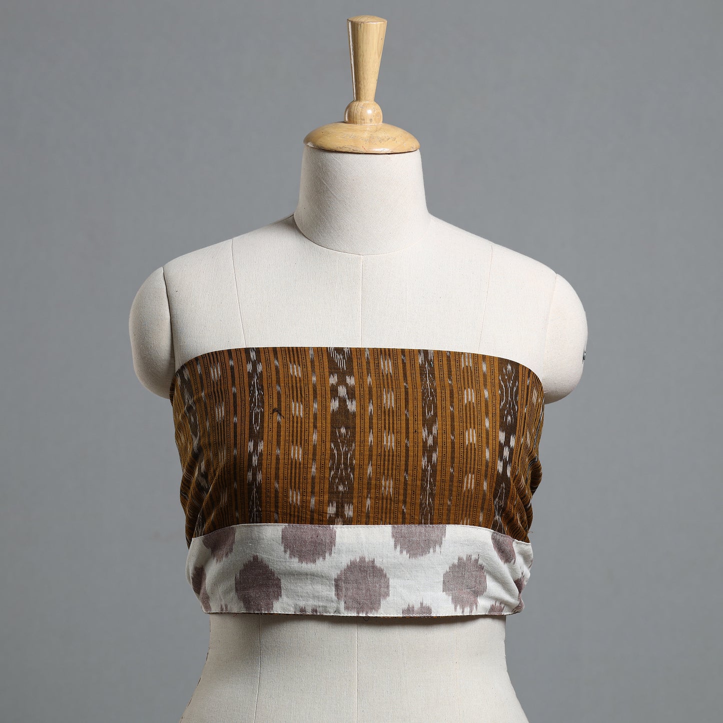 Brown - Ikat Cotton Blouse Piece 82