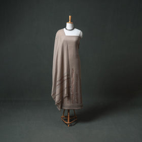Kashmiri Aari Hand Embroidered Cutwork Pure Merino Wool Unstitched Dress Material: Kurta, Bottom with Dupatta 09