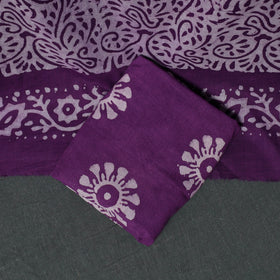 Kutch Hand Block Batik Print Cotton 3pc Unstitched Dress Material Suit Set 62