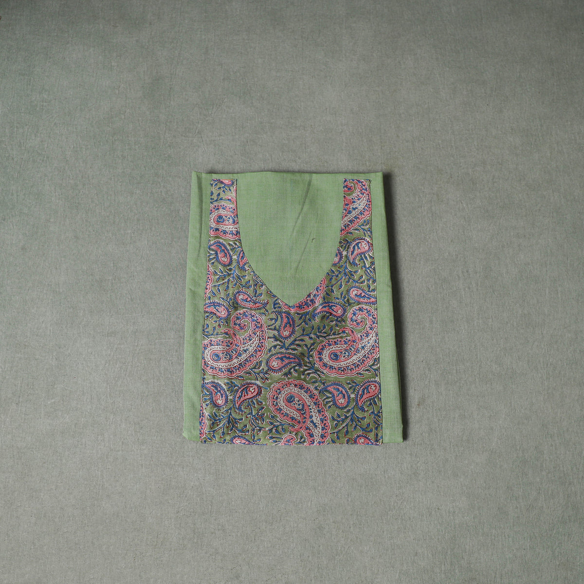 Patchwork Mangalagiri Handloom Cotton Unstitched Kurta Material (2.5m) 52