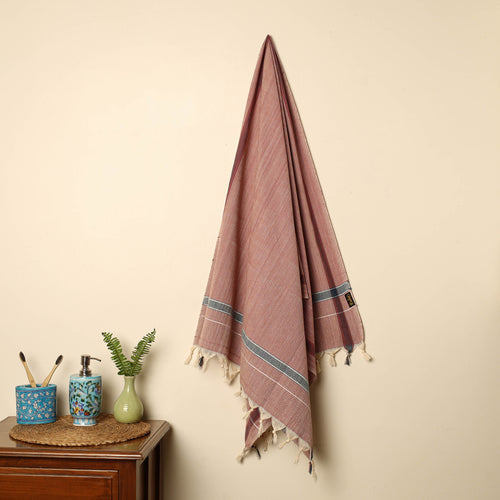 Brown - Handloom Fine Cotton Plain Bath Towel 63