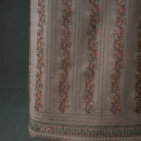 Kashmiri Aari Hand Embroidered Cutwork Pure Merino Wool Unstitched Dress Material: Kurta, Bottom with Dupatta 09
