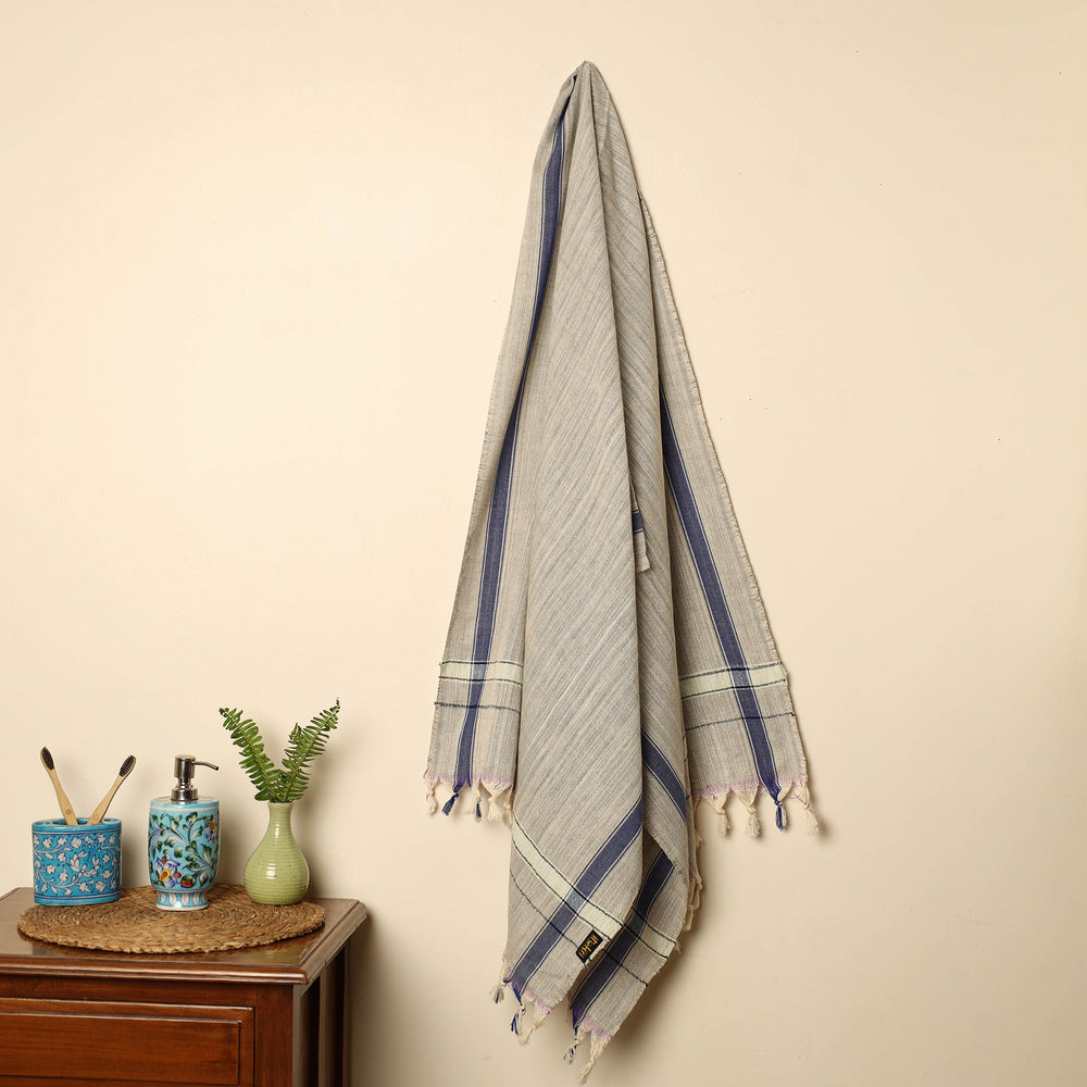 Beige - Handloom Fine Cotton Plain Bath Towel 65