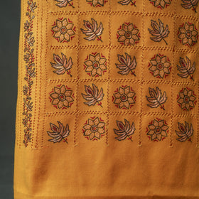 Kashmiri Aari Hand Embroidered Cutwork Pure Merino Wool Unstitched Dress Material: Kurta, Bottom with Dupatta 10