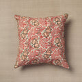  Pink Block Print Cotton Kalamkari Cushion Cover