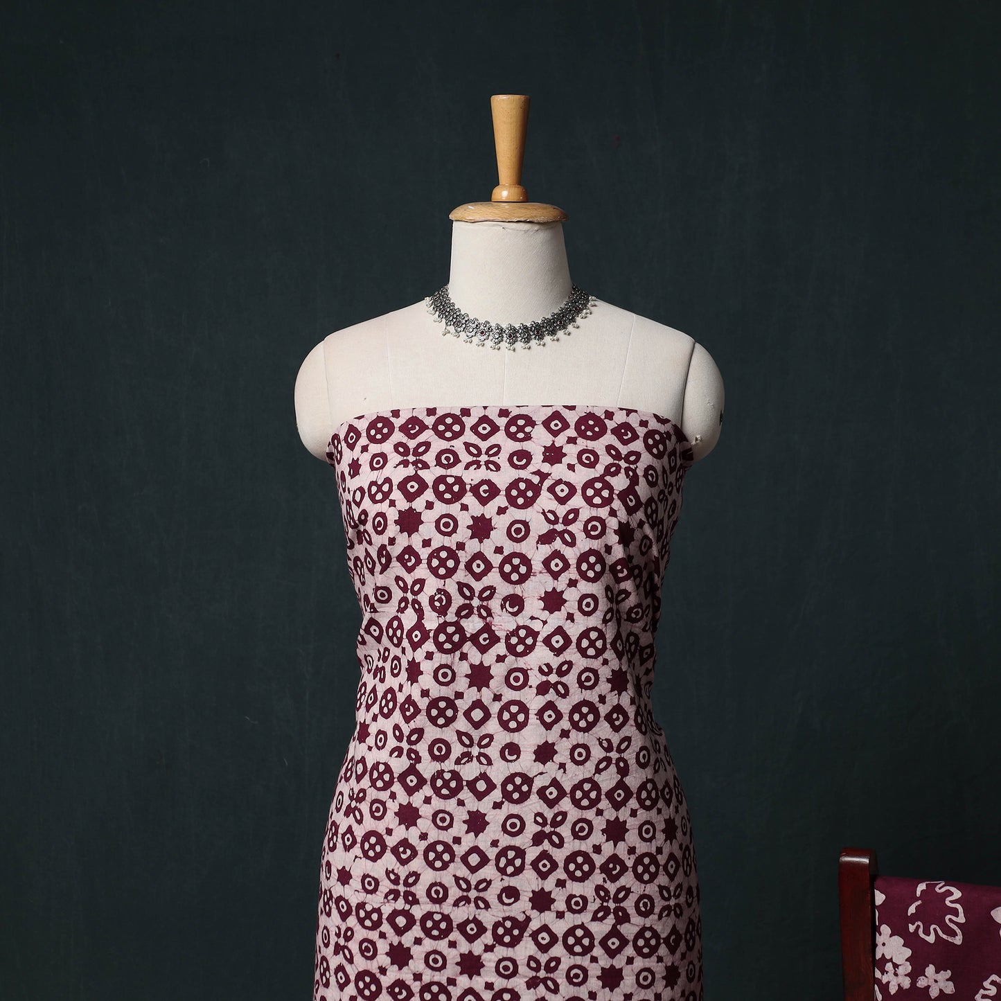 Kutch Hand Block Batik Print Cotton 3pc Unstitched Dress Material Suit Set 64