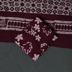 Kutch Hand Block Batik Print Cotton 3pc Unstitched Dress Material Suit Set 64