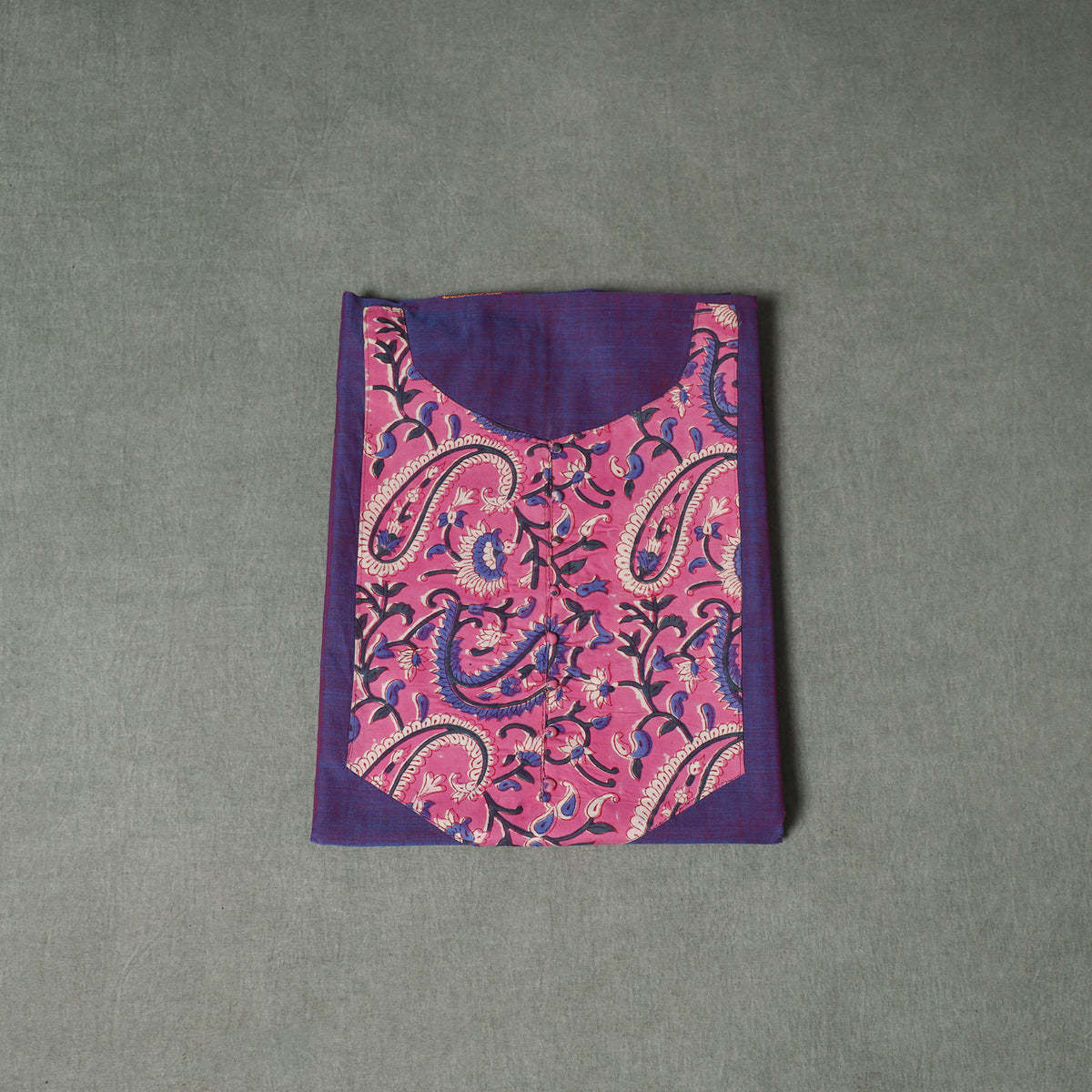 Patchwork Mangalagiri Handloom Cotton Unstitched Kurta Material (2.5m) 43