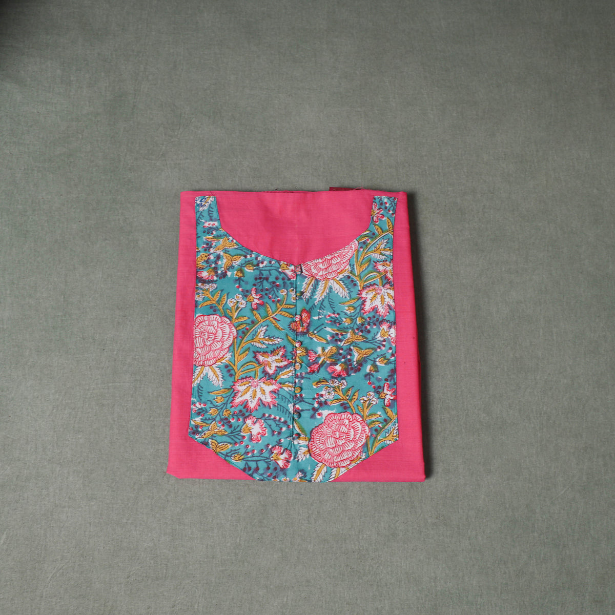 Patchwork Mangalagiri Handloom Cotton Unstitched Kurta Material (2.5m) 42